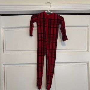 Kickee Pants Red and Black Plaid Footed One-Piece